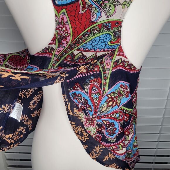 Patrons Of Peace Red White Blue Pinafore Paisley Print Top Patriotic Boho Small - Picture 3 of 8